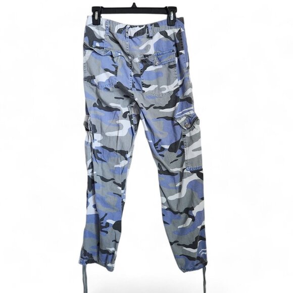 Urban Outfitters Y2K Camo Cargo Pull On Jogger Women's 6 Blue 28x26 Drawstring - Picture 4 of 13
